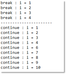 break和continue對(duì)比