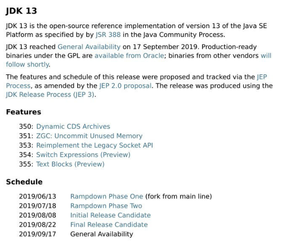 Java Jdk 13幾大新特性介紹